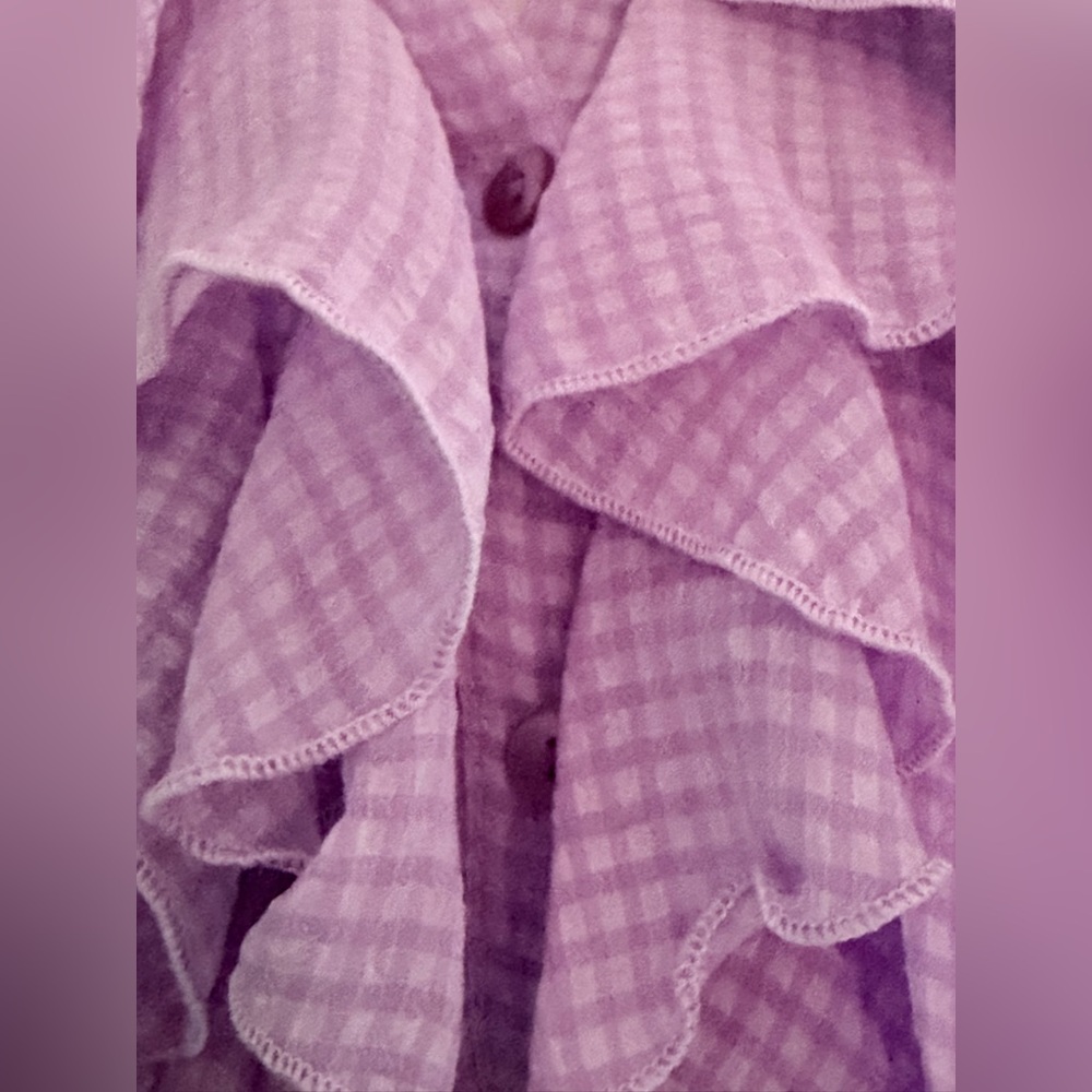 BCX Y2K Women's Lavender Ruffled Gingham Sleeveless Career Office Work Top Small - Picture 10 of 16